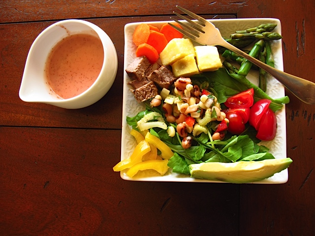 Sumptuous Salad with Rhubarb Vinaigrette
