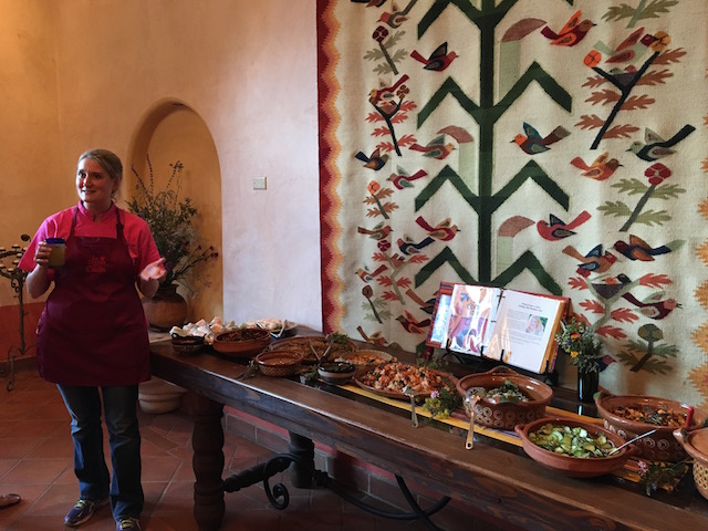 Chef Meadow Linn explaining all the dishes on the buffet before we ate.