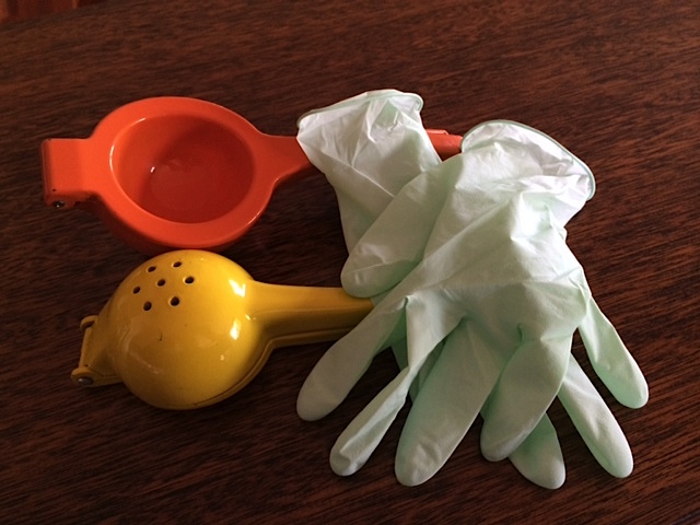 My beloved kitchen gloves & citrus squeezers